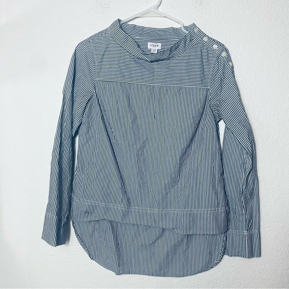 J. Crew Striped Funnel Neck Long Sleeve Top Size:00 - Picture 1 of 9